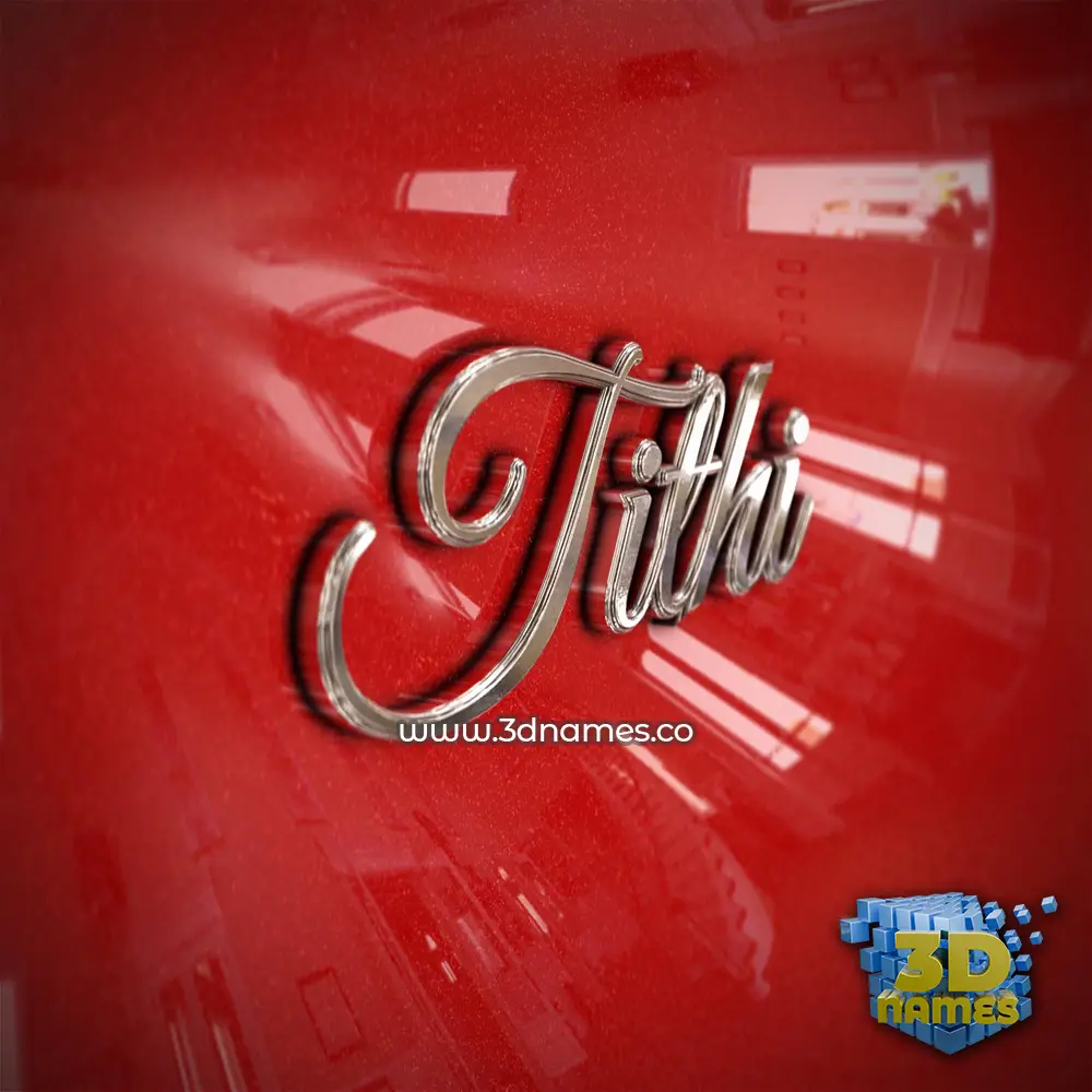 tithi in Car Paint style - 3D name wallpaper