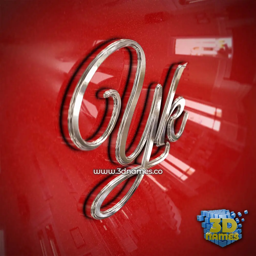 yk in Car Paint style - 3D name wallpaper