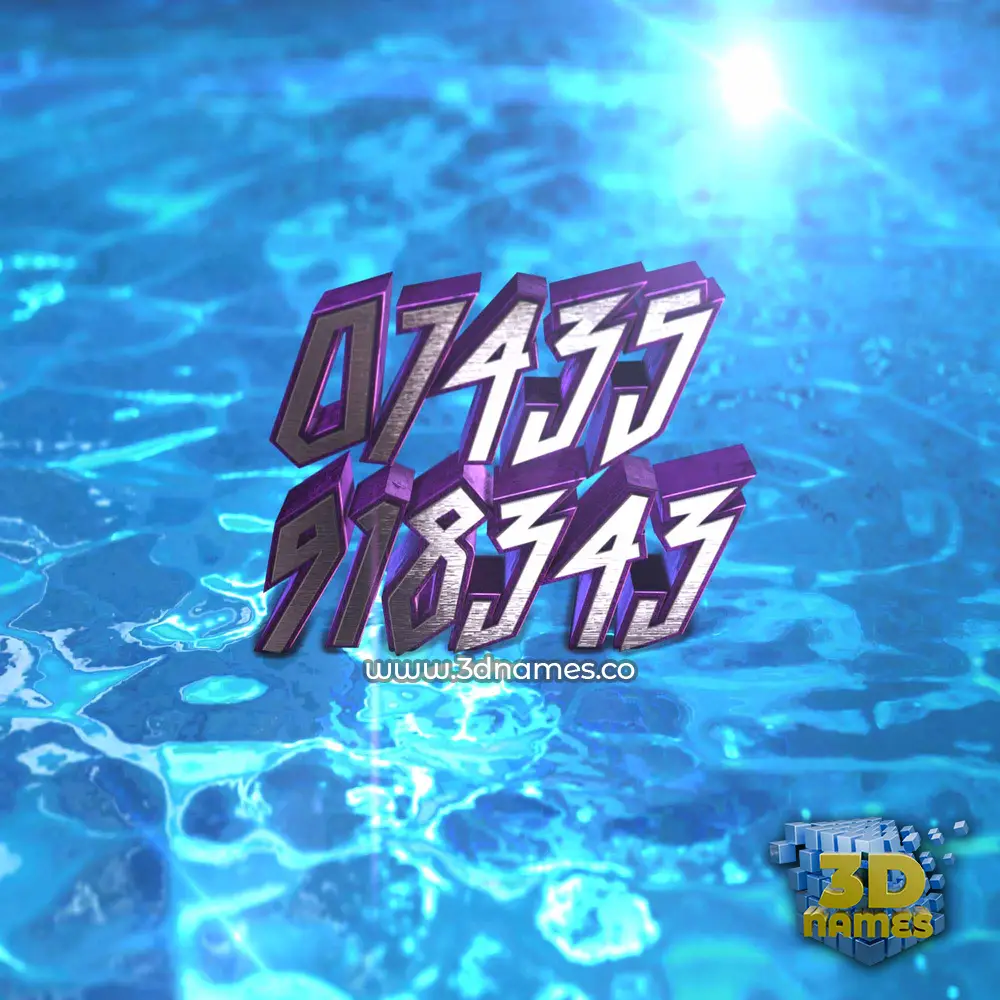 07435 918343 in Water 2015 style - 3D name wallpaper