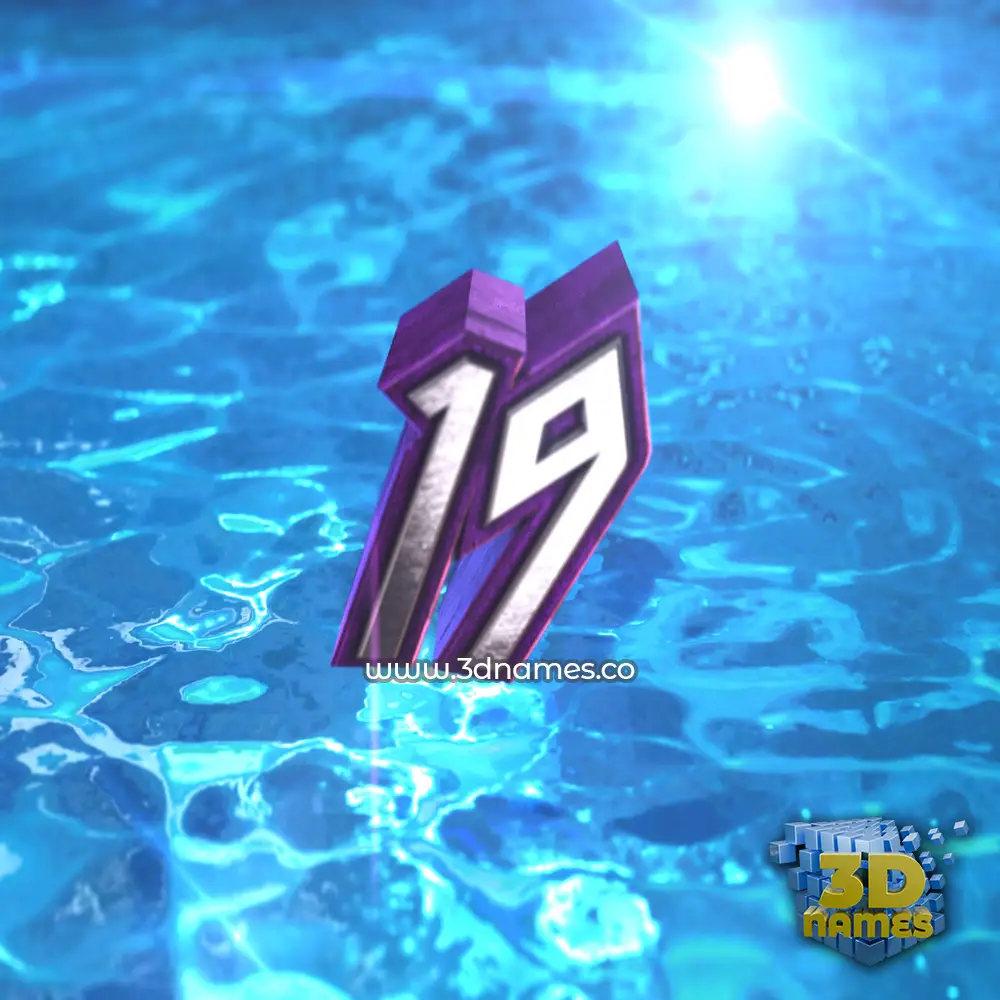 19 in Water 2015 style - 3D name wallpaper