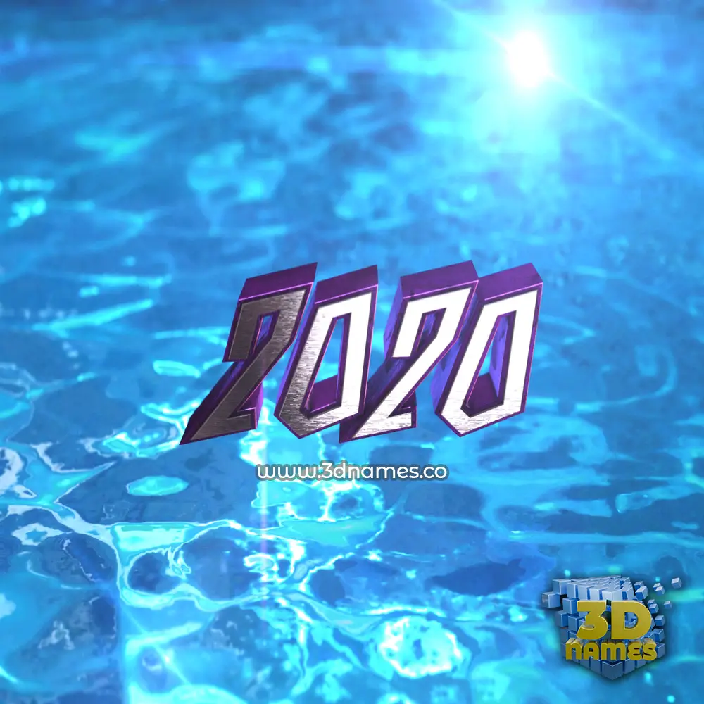2020 in Water 2015 style - 3D name wallpaper