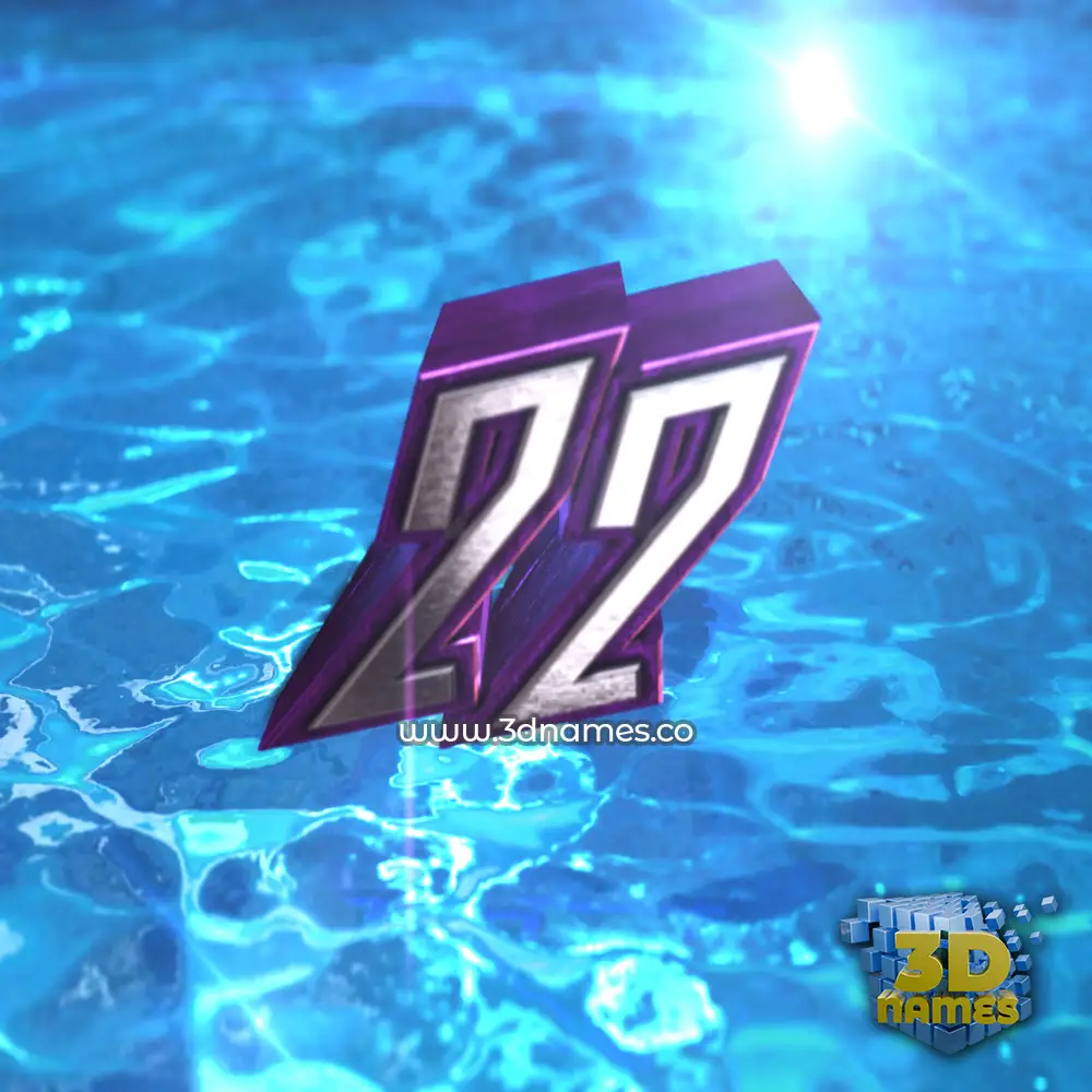22 in Water 2015 style - 3D name wallpaper