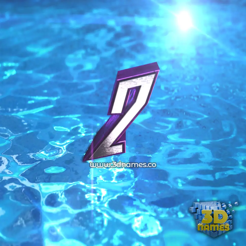 2 in Water 2015 style - 3D name wallpaper