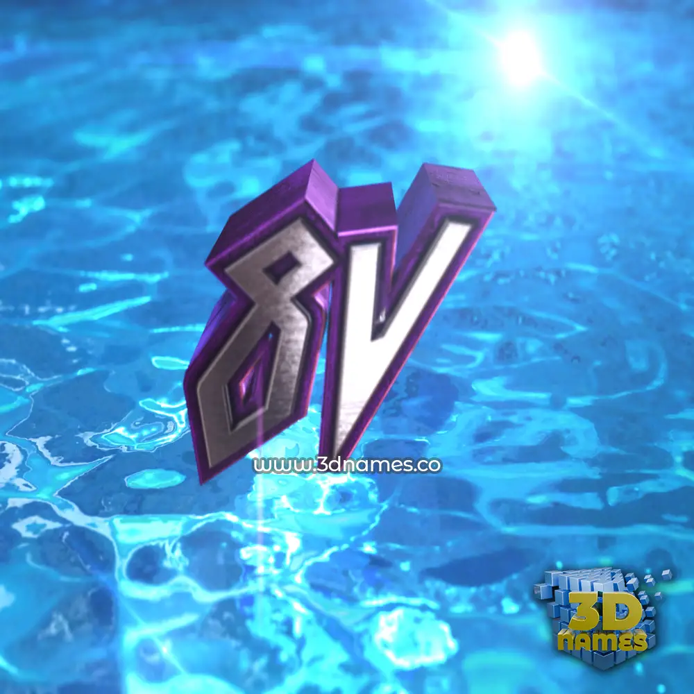8v in Water 2015 style - 3D name wallpaper