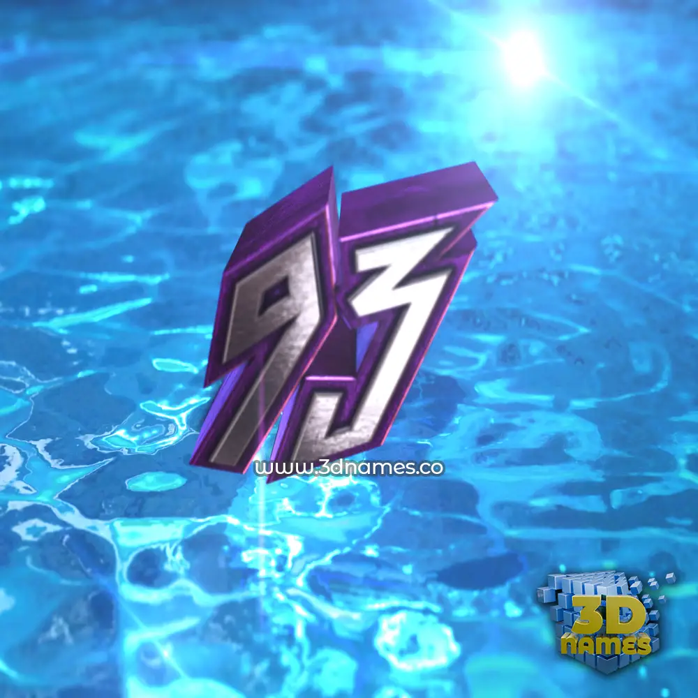 93 in Water 2015 style - 3D name wallpaper