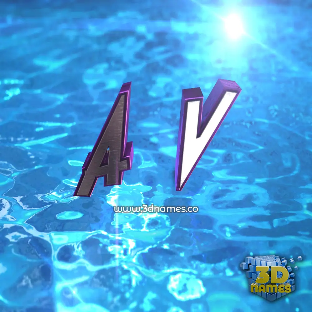 a v in Water 2015 style - 3D name wallpaper