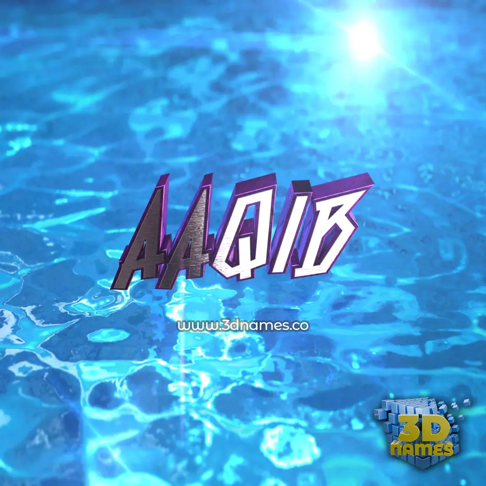 aaqib in Water 2015 style - 3D name wallpaper
