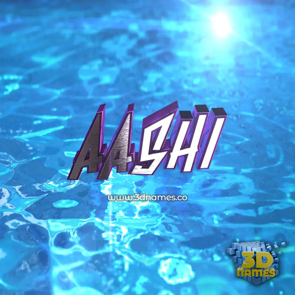 aashi in Water 2015 style - 3D name wallpaper