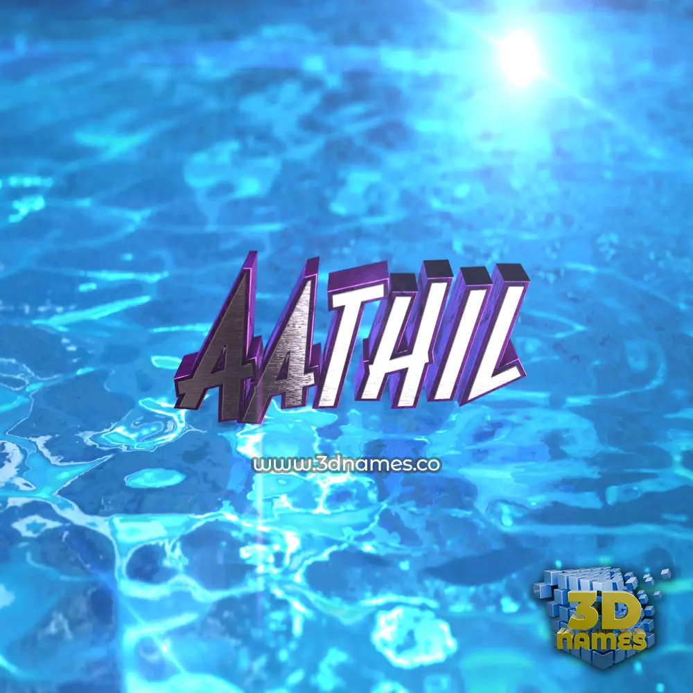 aathil in Water 2015 style - 3D name wallpaper