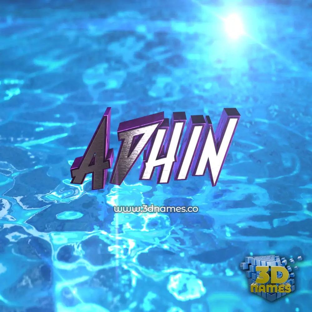 adhin in Water 2015 style - 3D name wallpaper