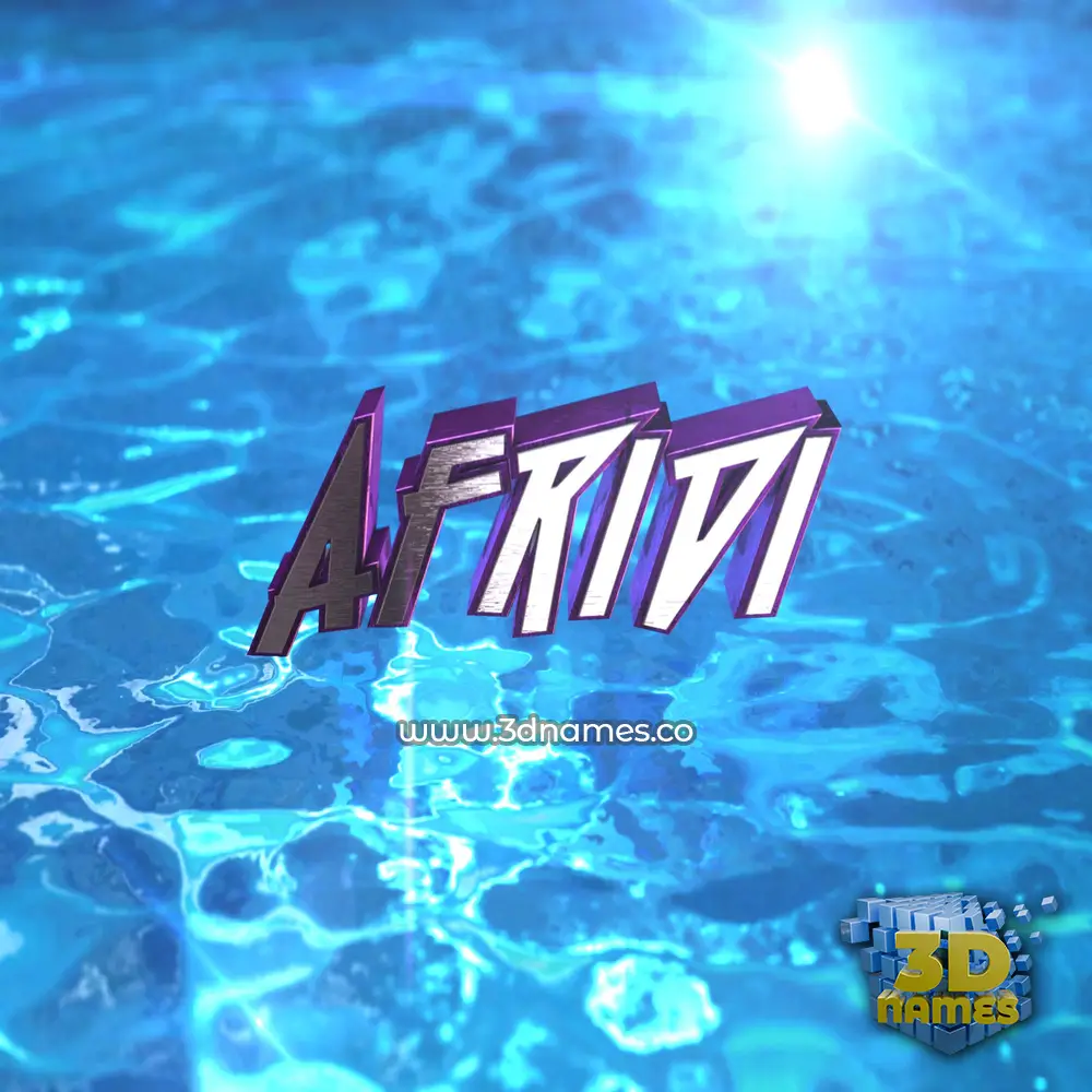 afridi in Water 2015 style - 3D name wallpaper