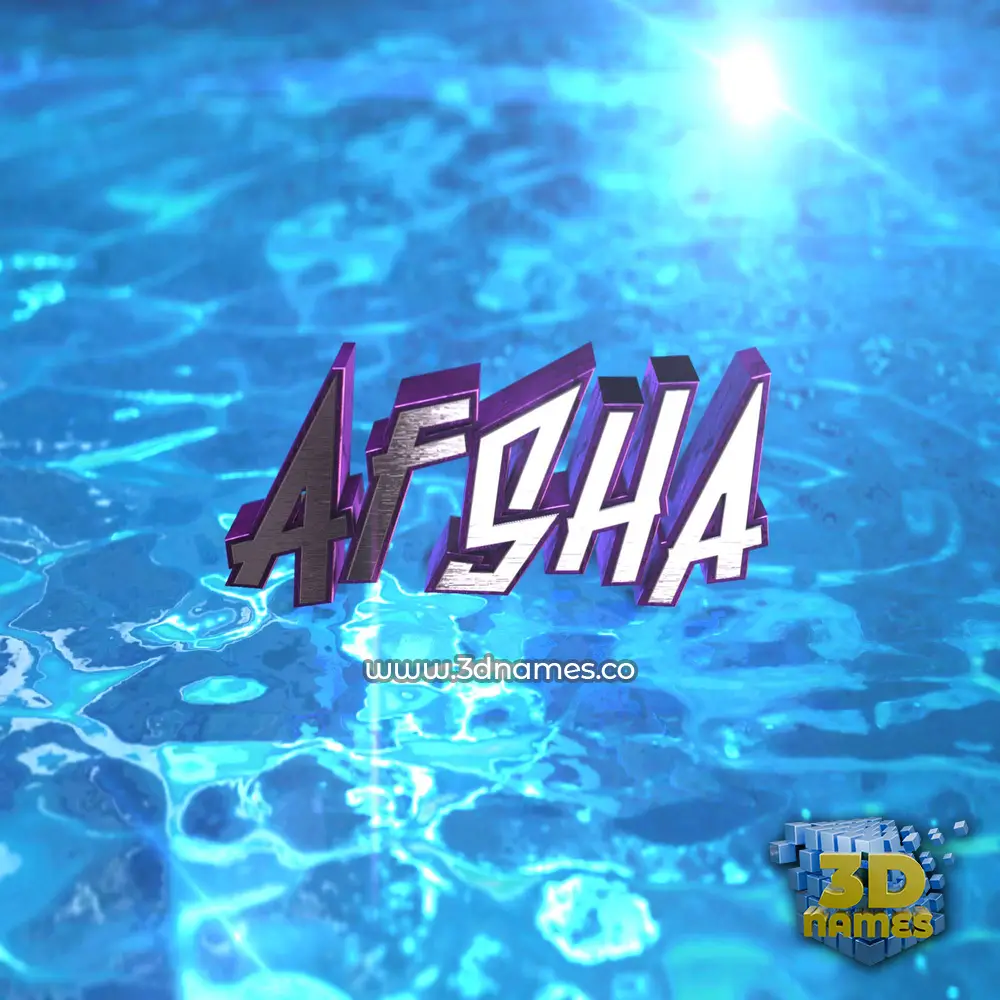afsha in Water 2015 style - 3D name wallpaper