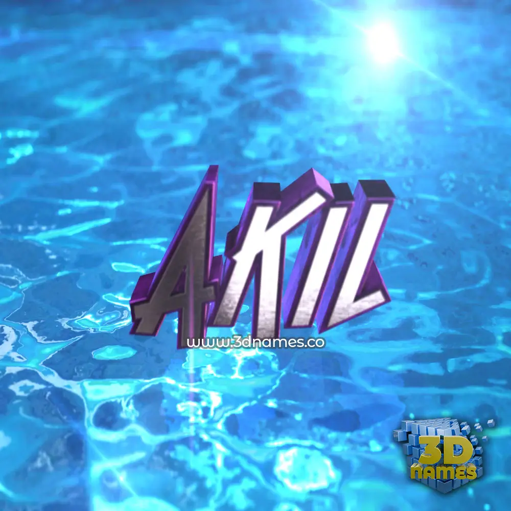 akil in Water 2015 style - 3D name wallpaper