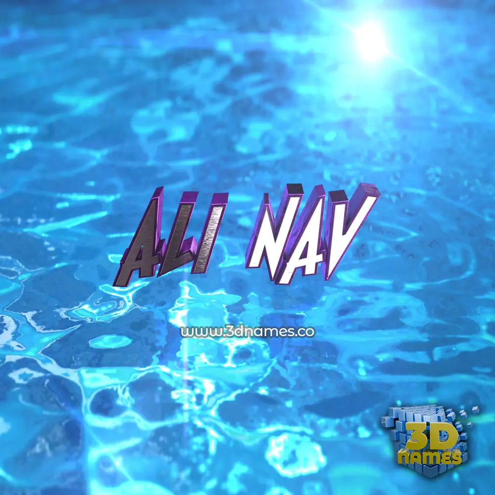 ali nav in Water 2015 style - 3D name wallpaper