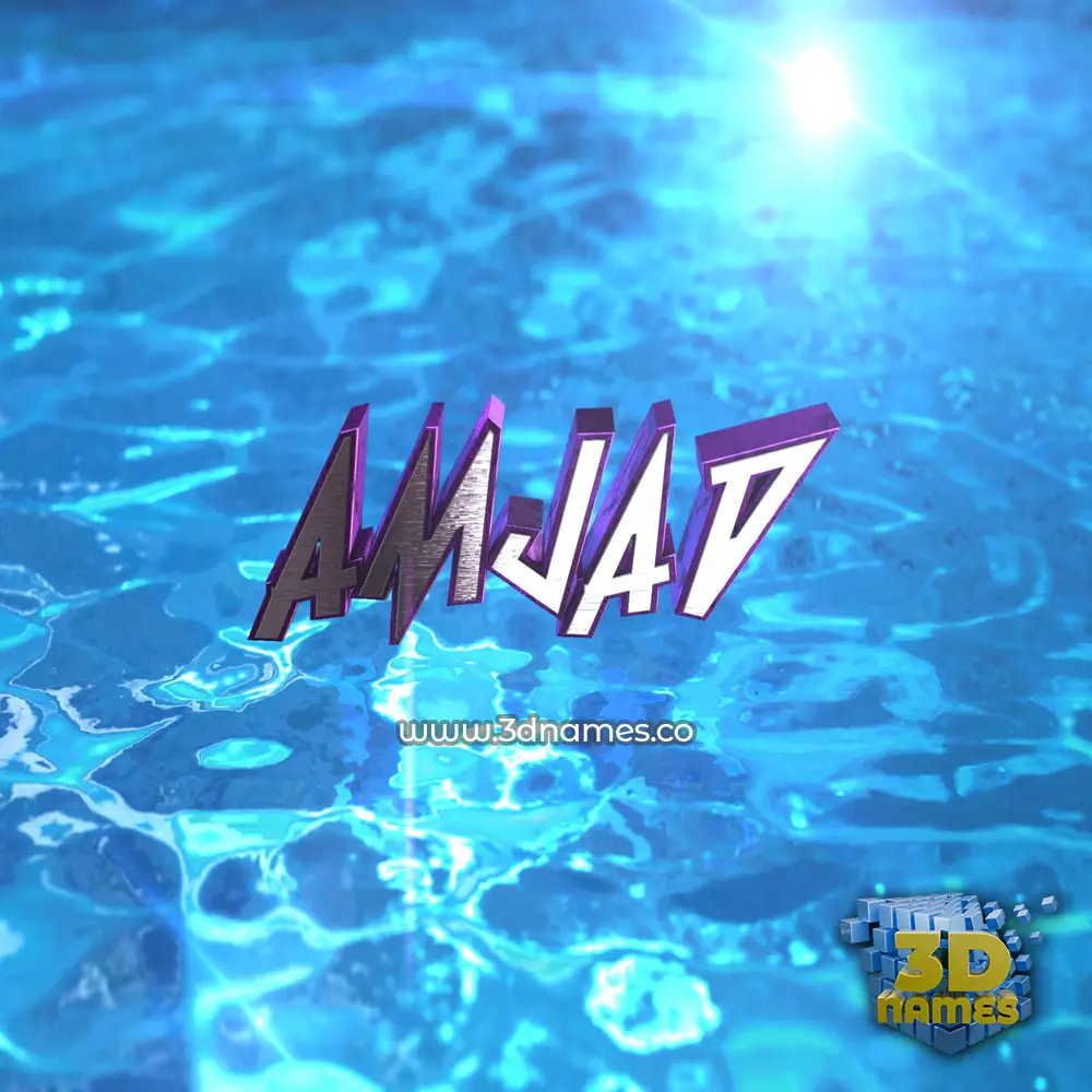 amjad in Water 2015 style - 3D name wallpaper