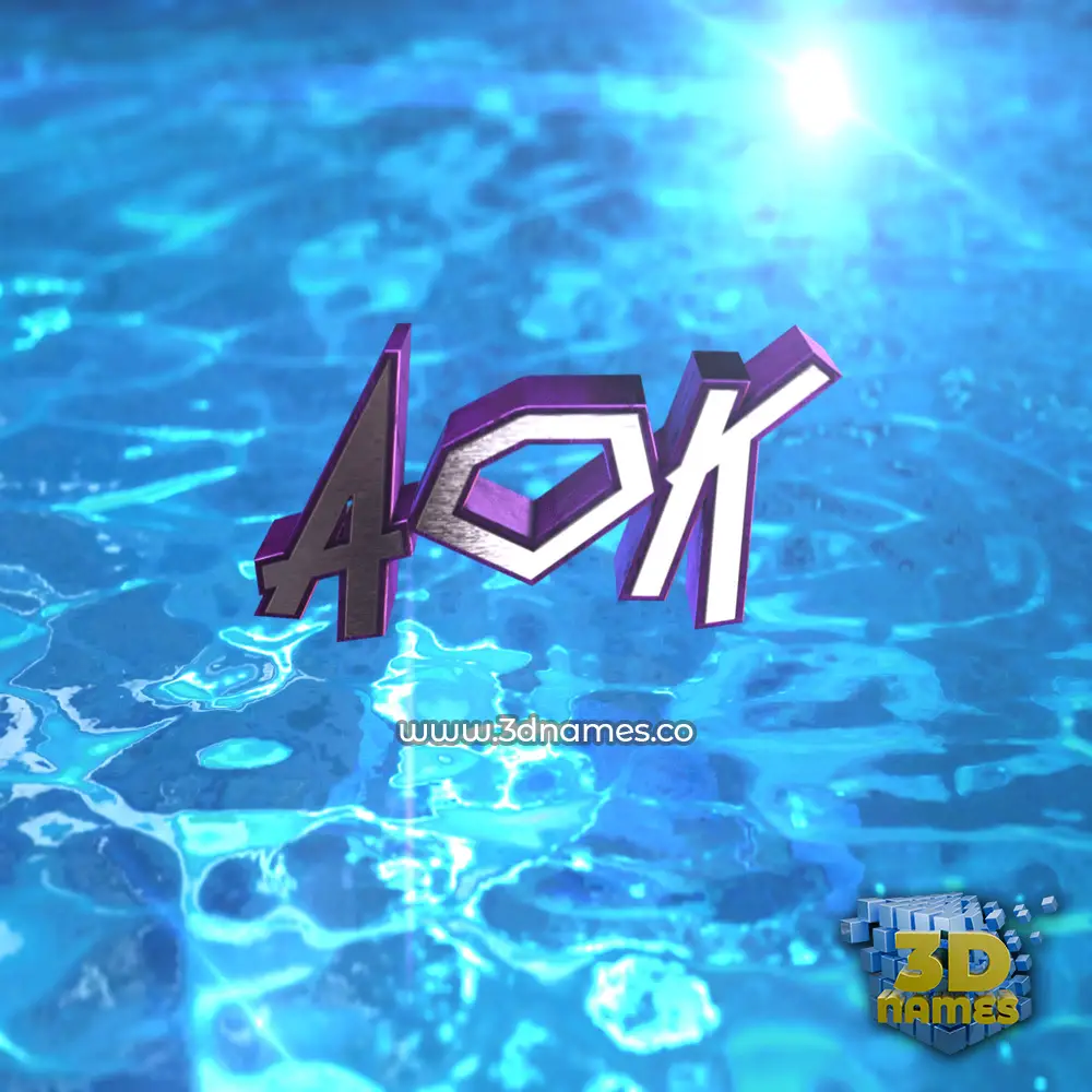 aok in Water 2015 style - 3D name wallpaper