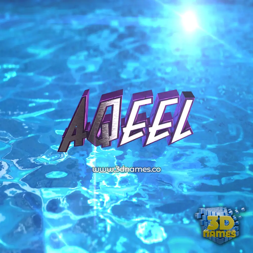 aqeel in Water 2015 style - 3D name wallpaper