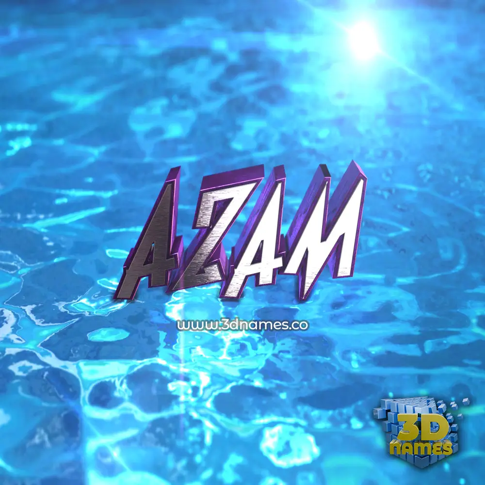 azam in Water 2015 style - 3D name wallpaper