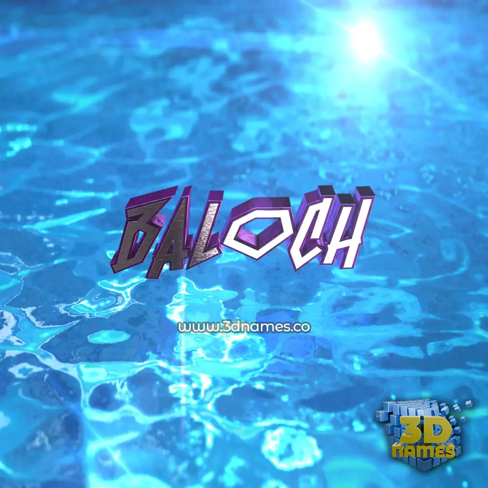 baloch in Water 2015 style - 3D name wallpaper