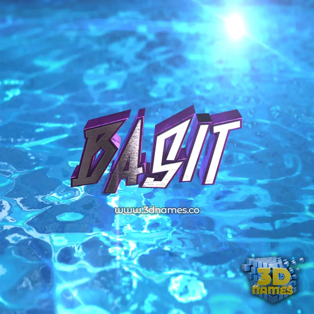basit in Water 2015 style - 3D name wallpaper