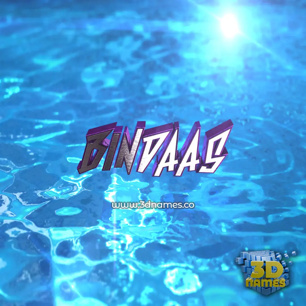bindaas in Water 2015 style - 3D name wallpaper