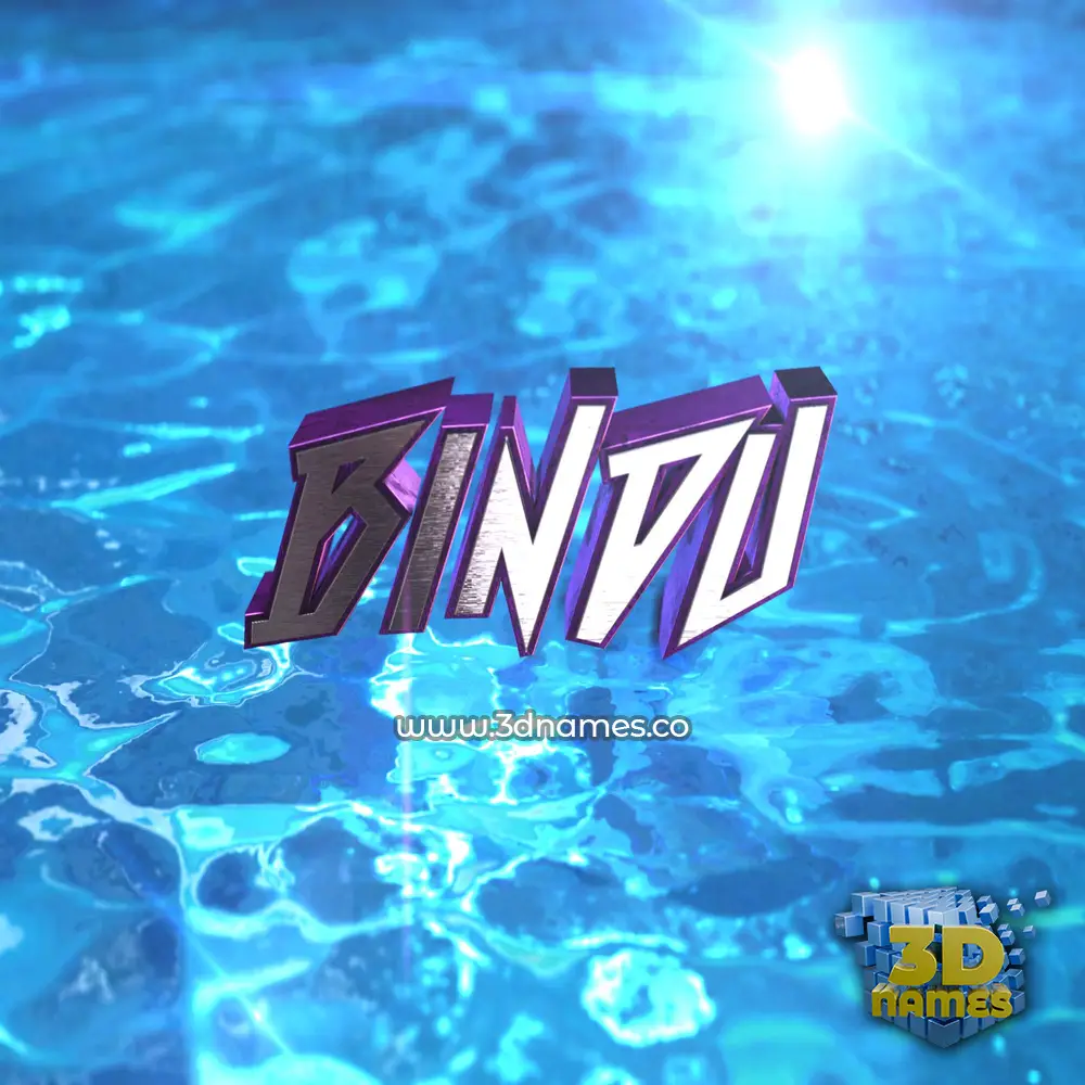 bindu in Water 2015 style - 3D name wallpaper