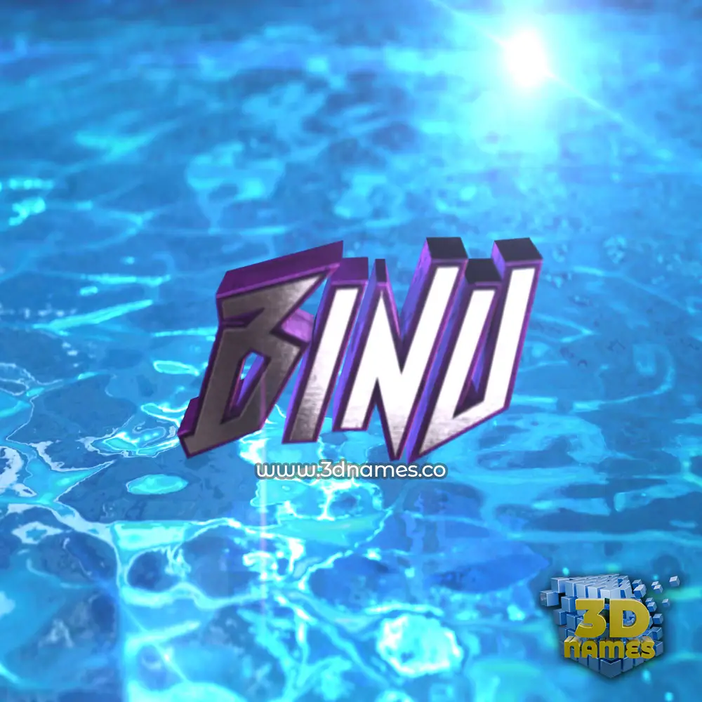binu in Water 2015 style - 3D name wallpaper