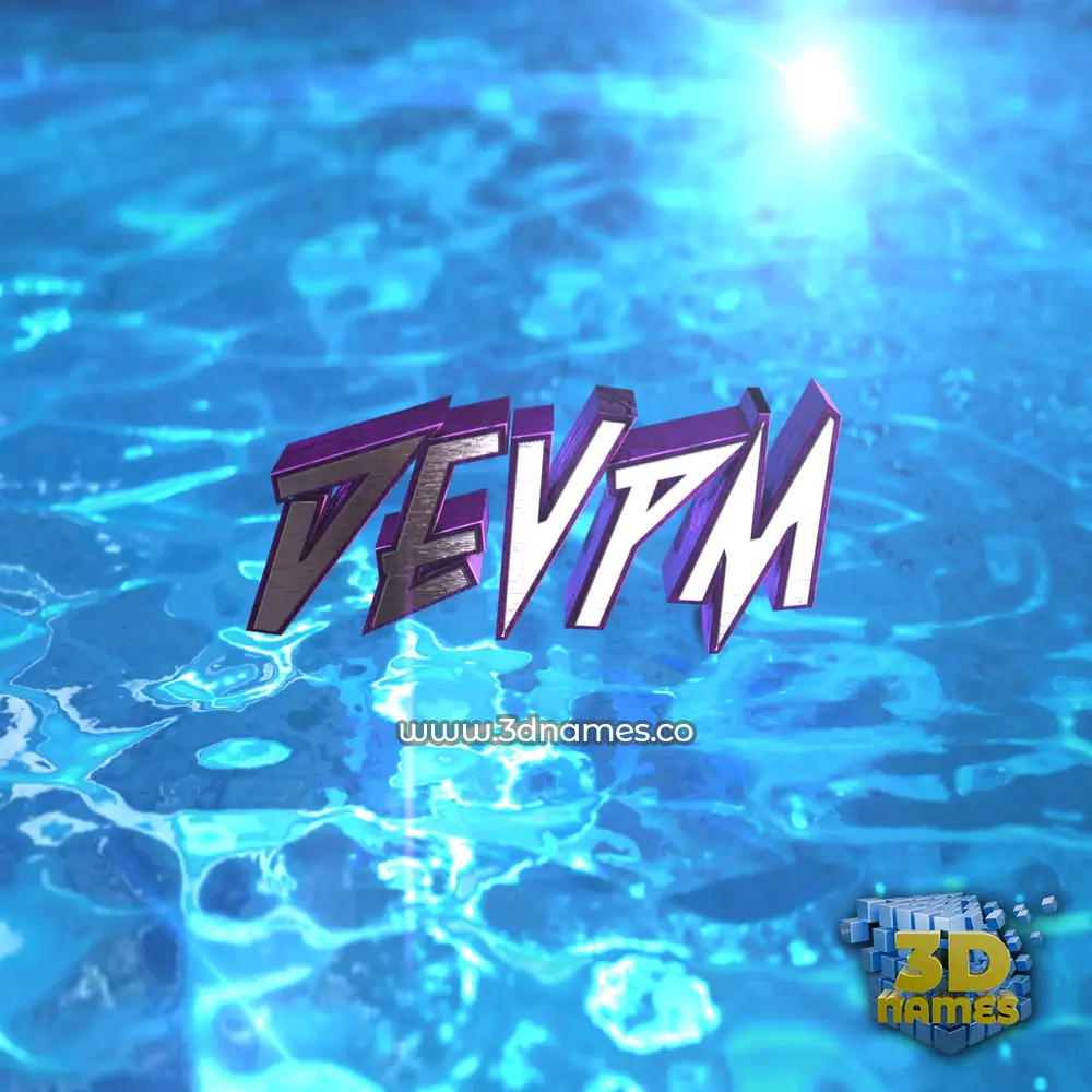 devpm in Water 2015 style - 3D name wallpaper