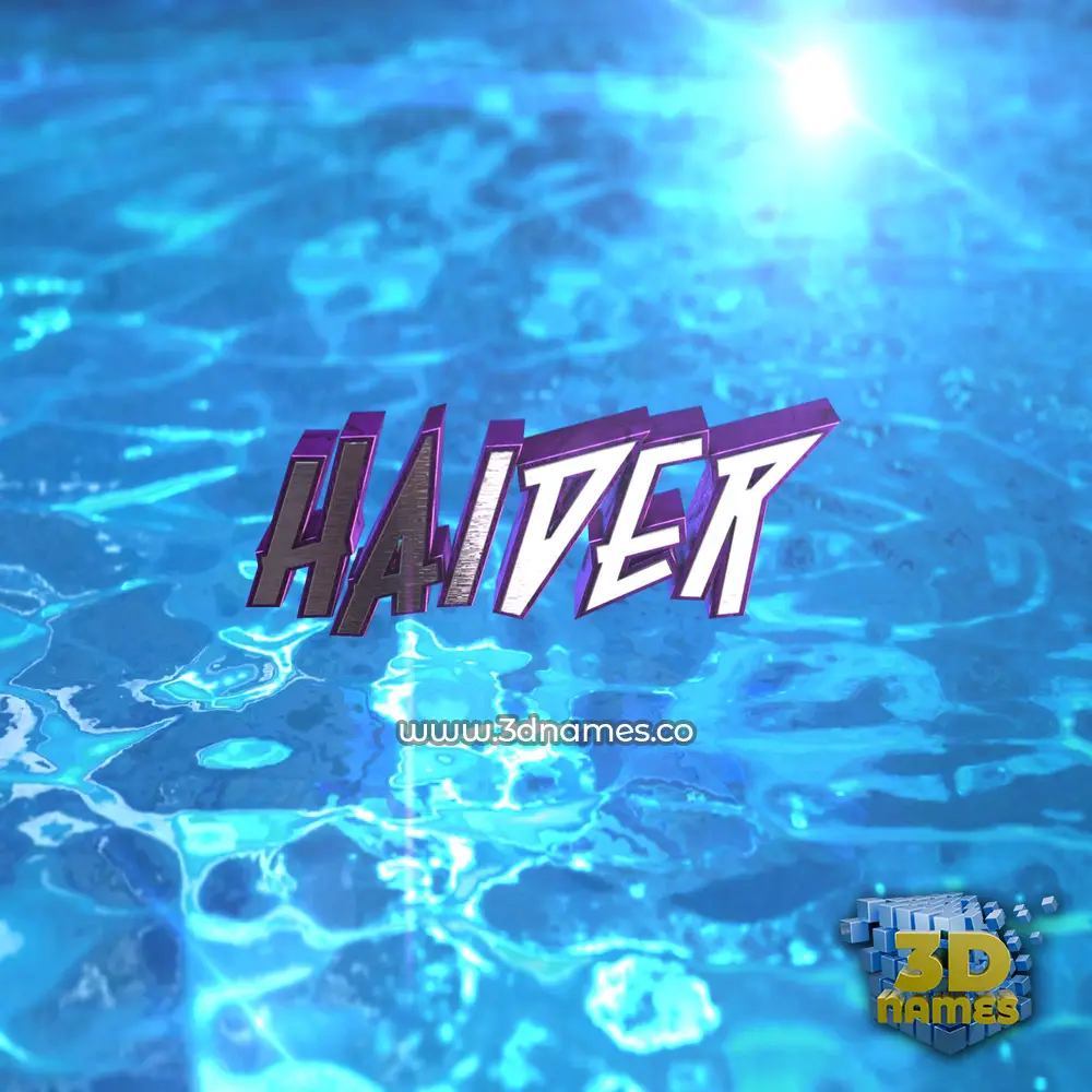 haider in Water 2015 style - 3D name wallpaper