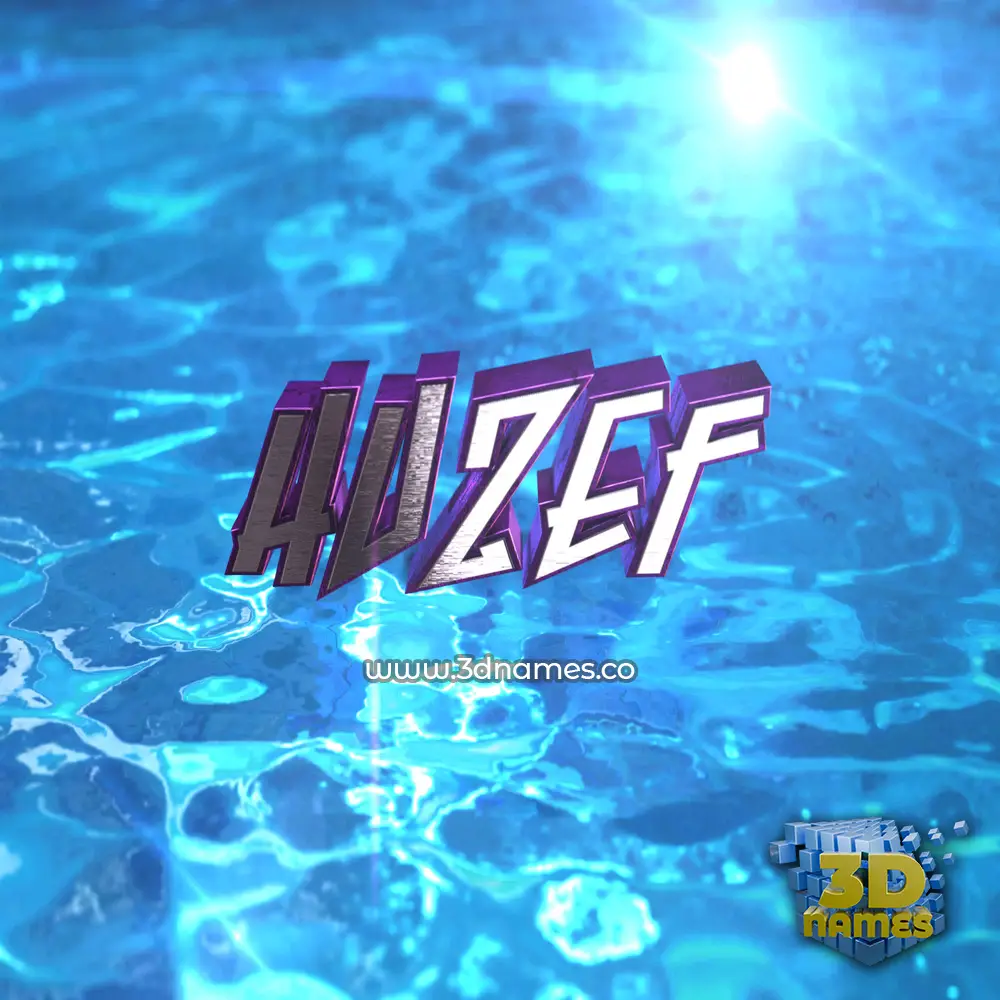 huzef in Water 2015 style - 3D name wallpaper
