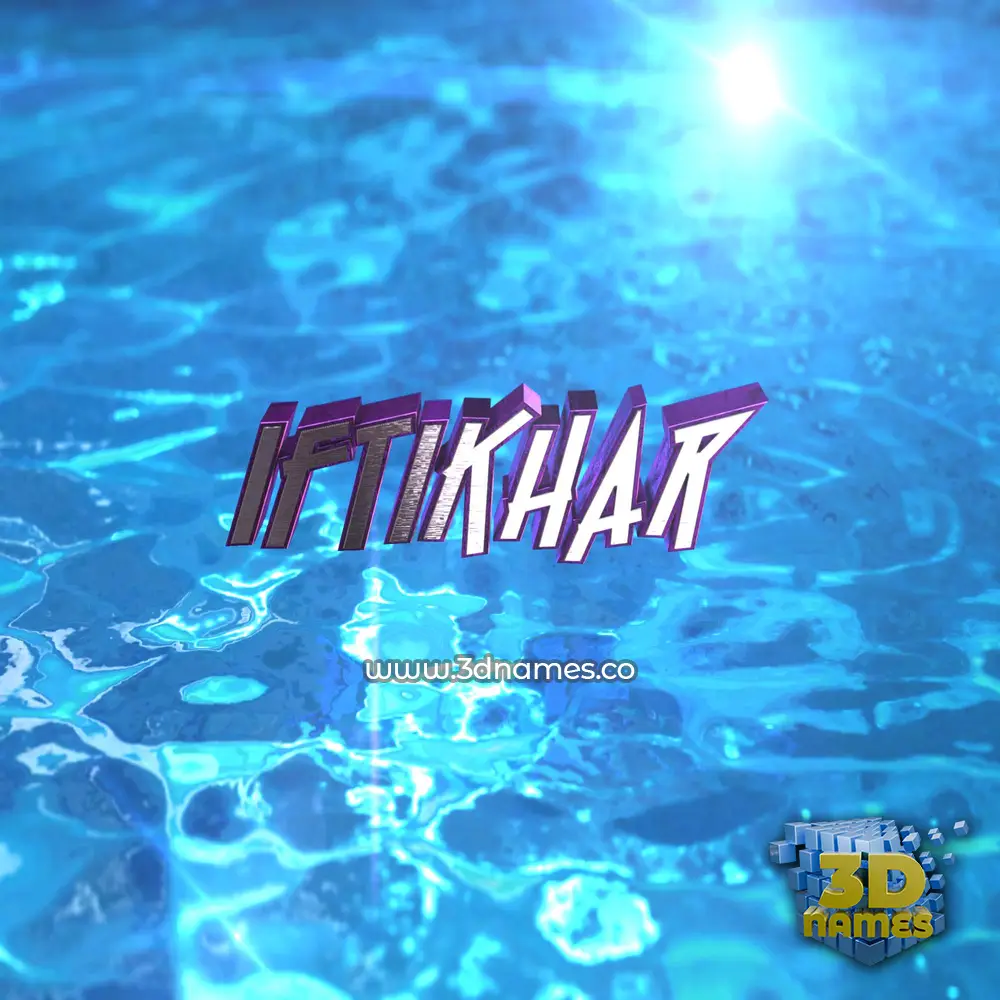 iftikhar in Water 2015 style - 3D name wallpaper
