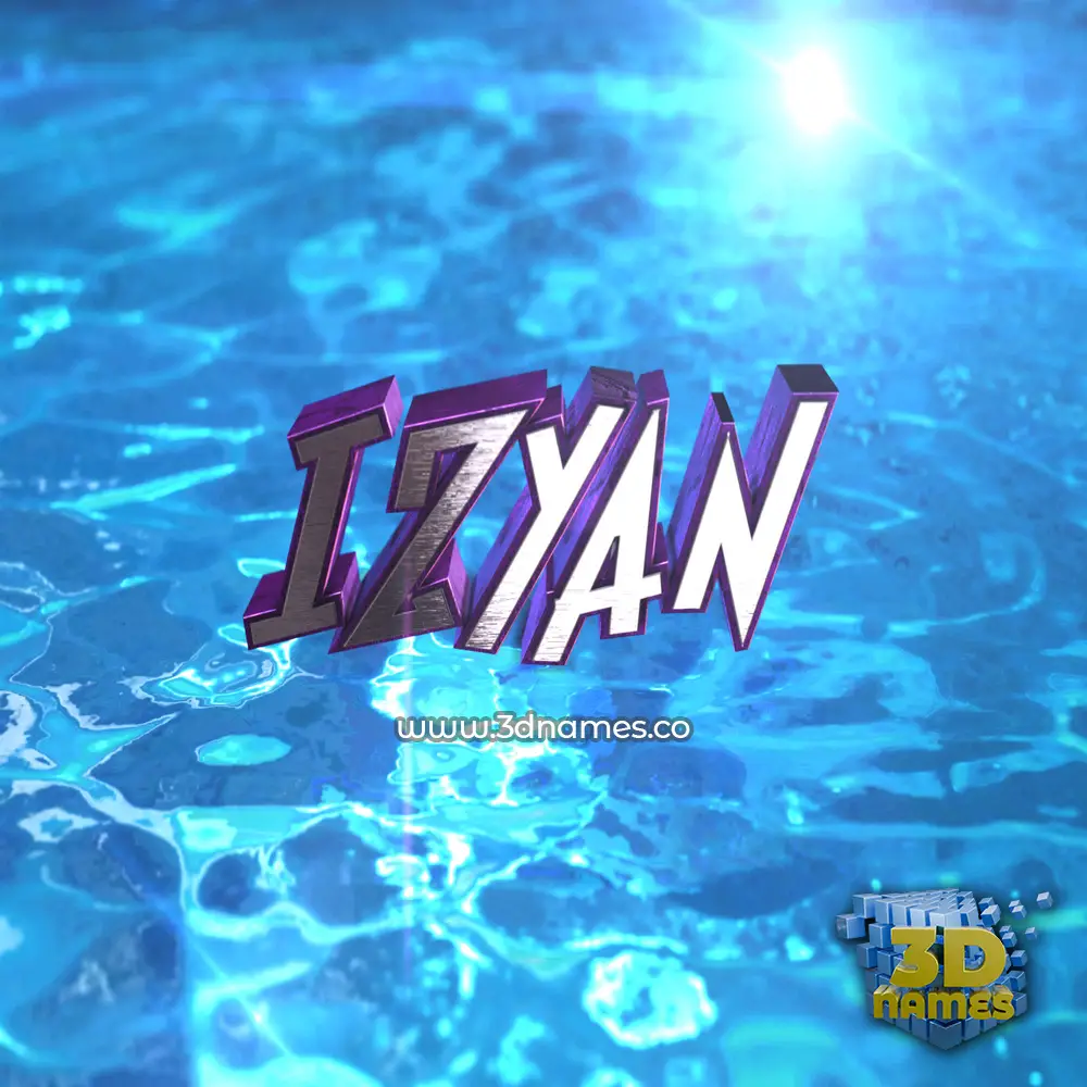 izyan in Water 2015 style - 3D name wallpaper
