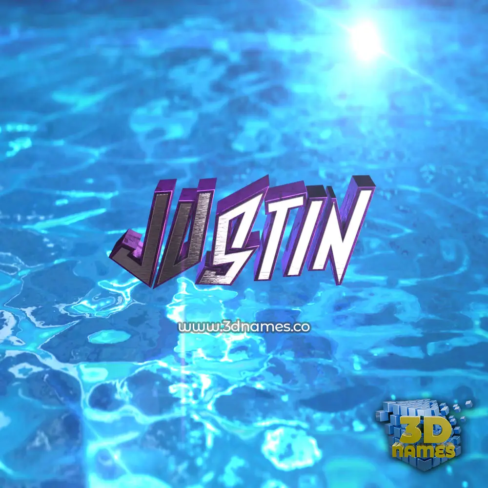 justin in Water 2015 style - 3D name wallpaper