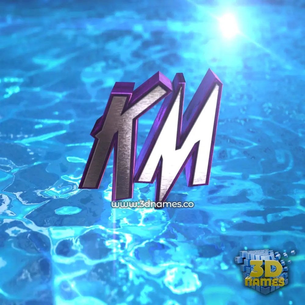km in Water 2015 style - 3D name wallpaper