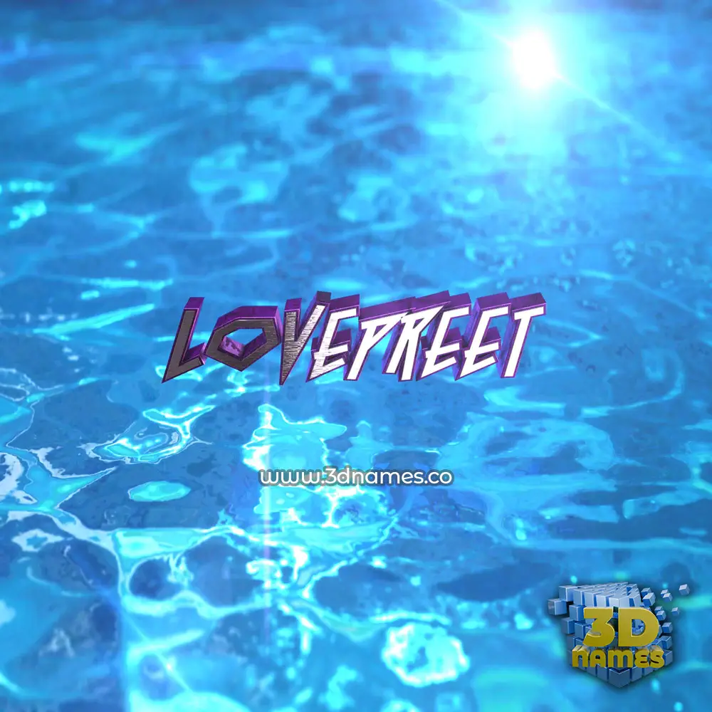 lovepreet in Water 2015 style - 3D name wallpaper