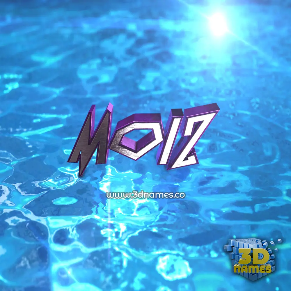 moiz in Water 2015 style - 3D name wallpaper