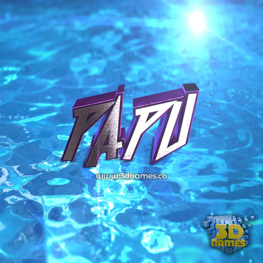 papu in Water 2015 style - 3D name wallpaper