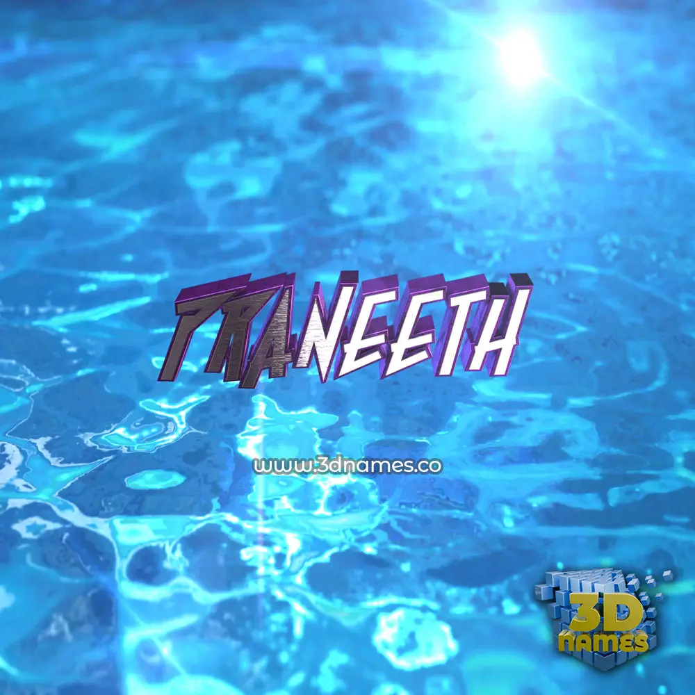 praneeth in Water 2015 style - 3D name wallpaper
