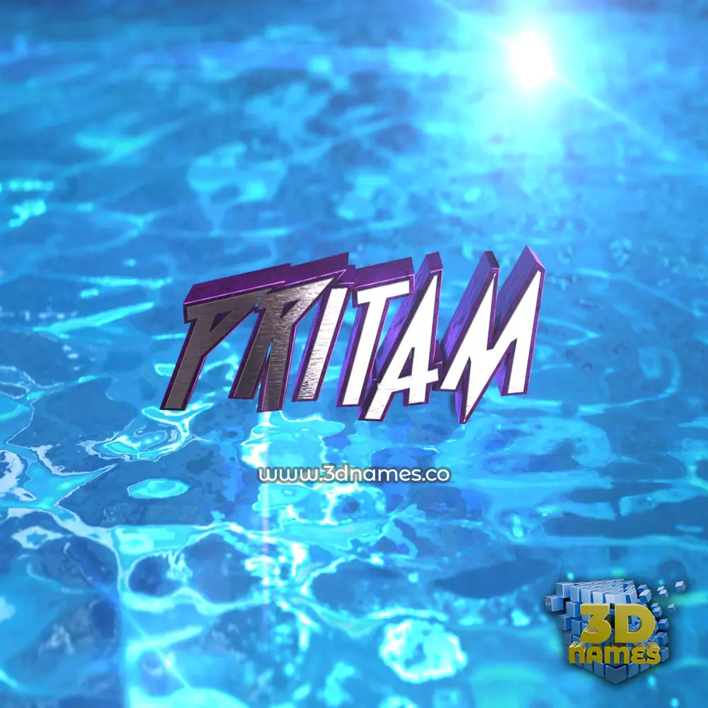 pritam in Water 2015 style - 3D name wallpaper