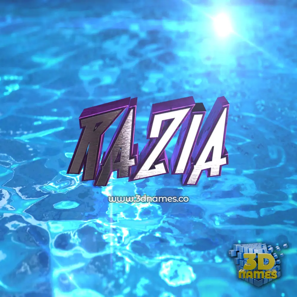razia in Water 2015 style - 3D name wallpaper