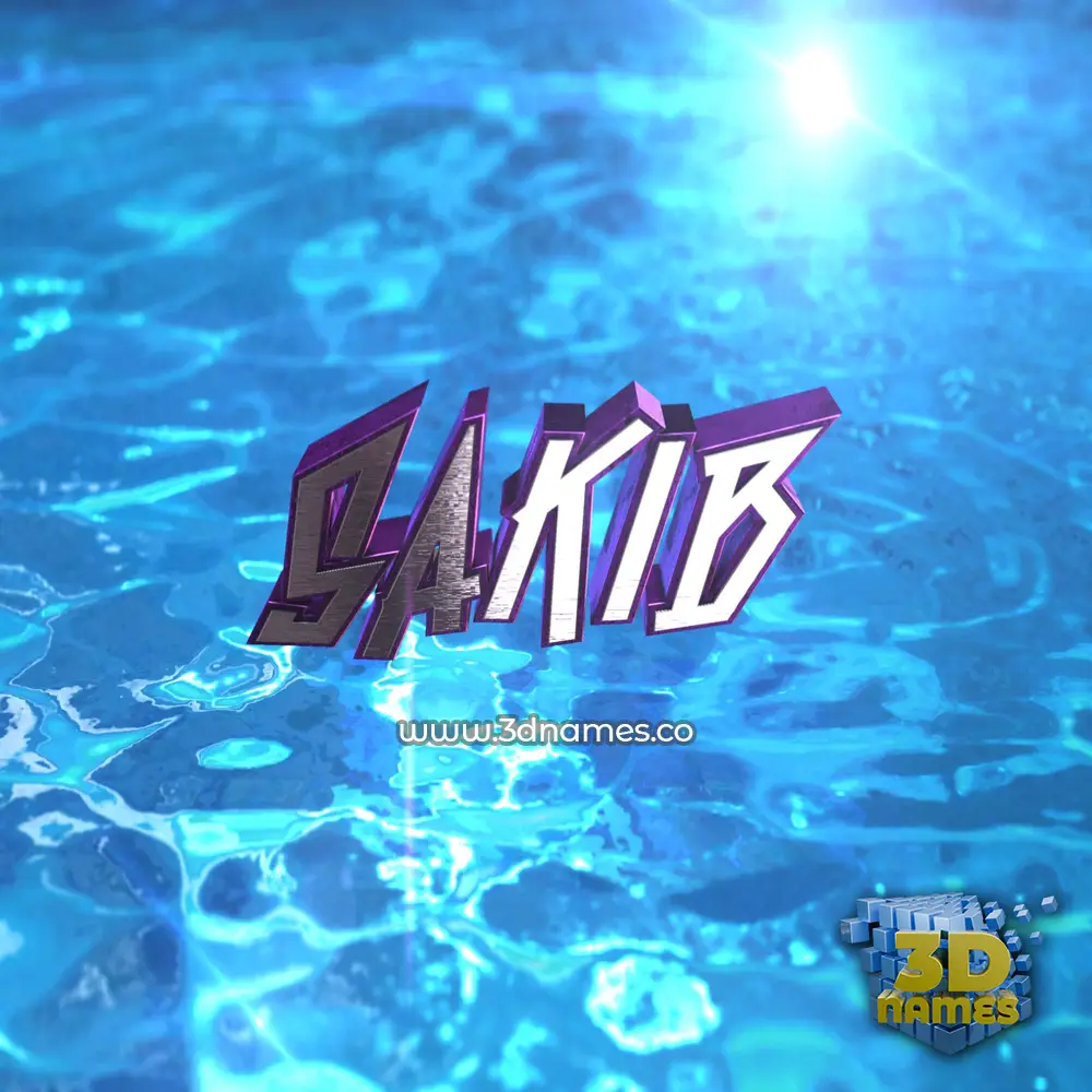 sakib in Water 2015 style - 3D name wallpaper