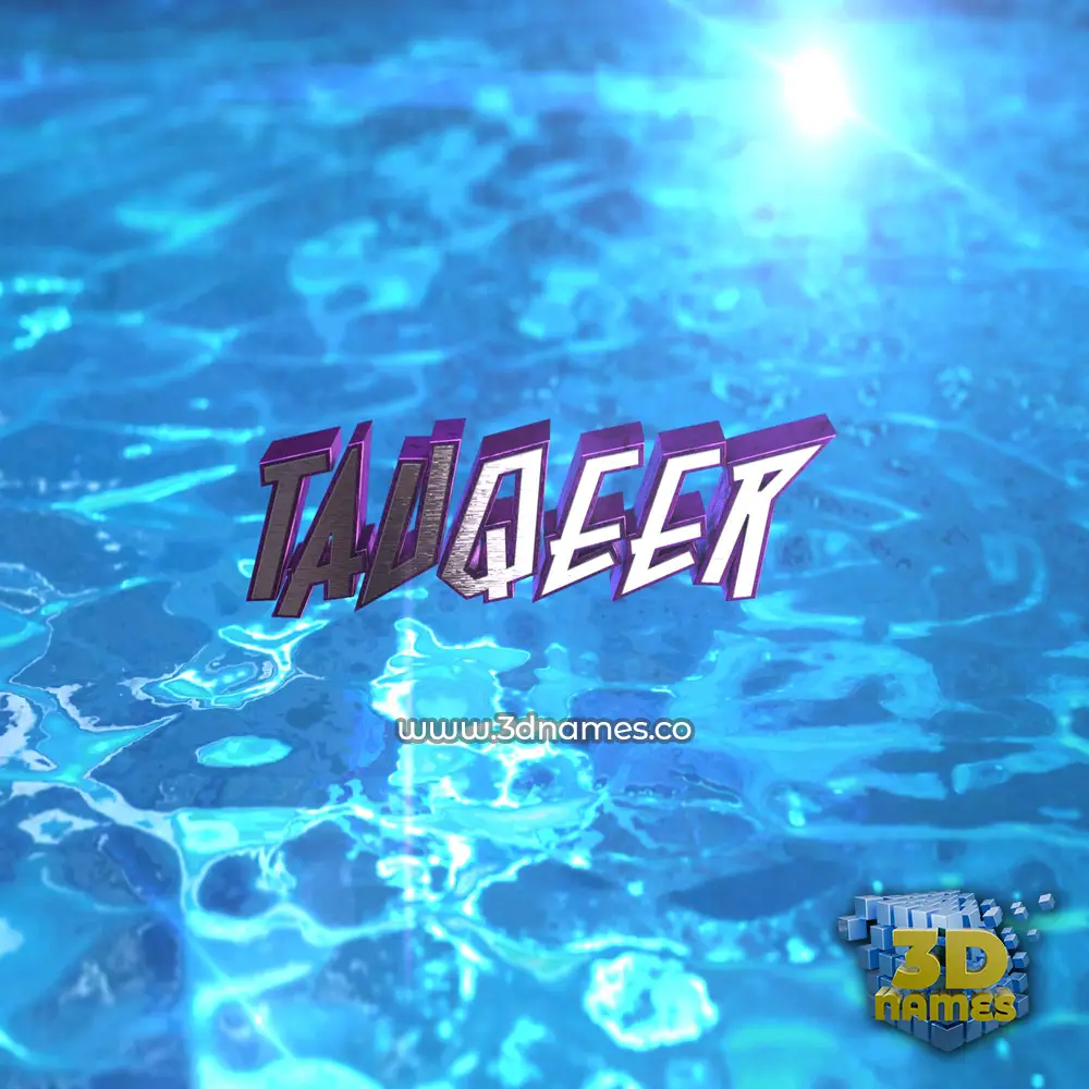 tauqeer in Water 2015 style - 3D name wallpaper