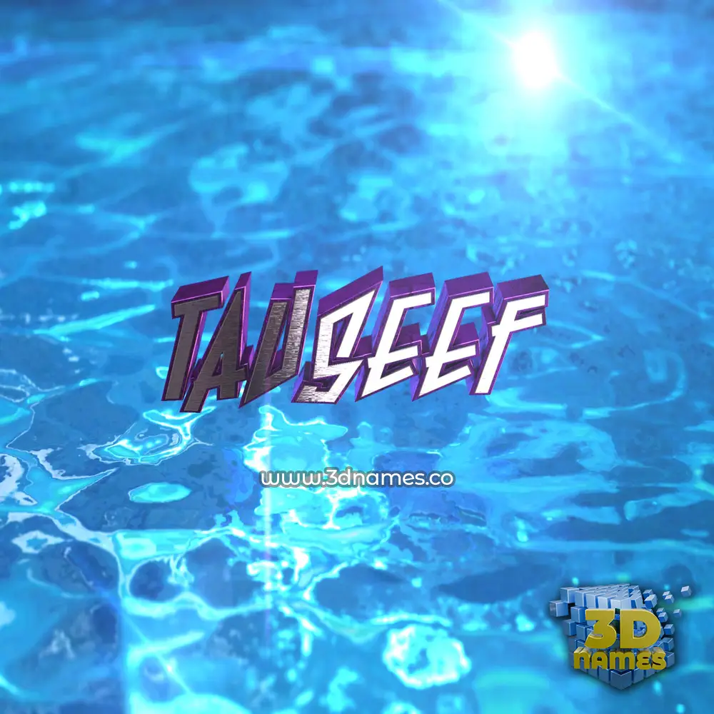 tauseef in Water 2015 style - 3D name wallpaper