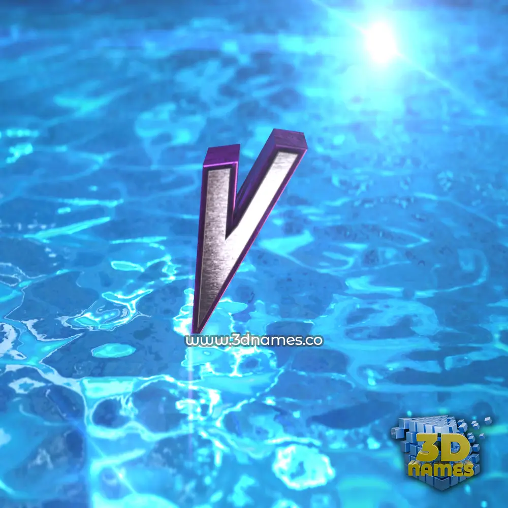 v in Water 2015 style - 3D name wallpaper