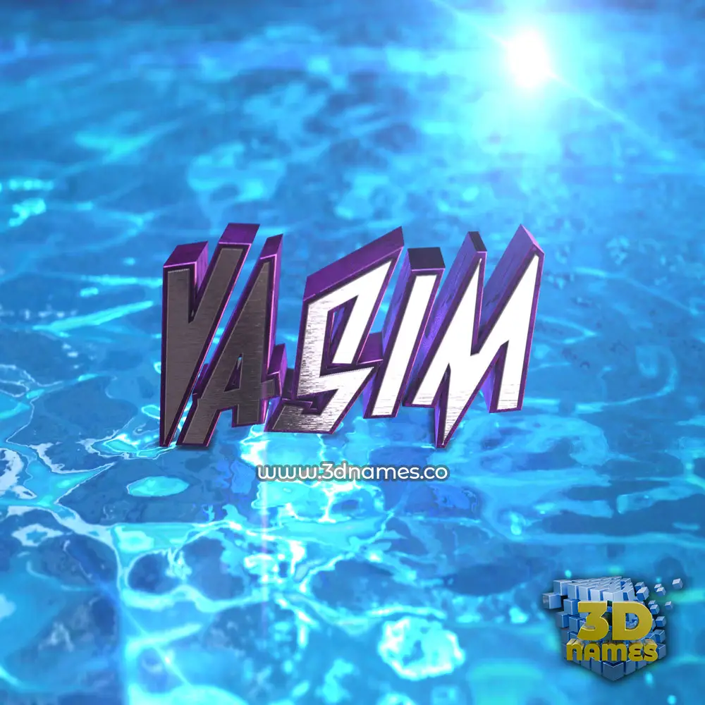 vasim in Water 2015 style - 3D name wallpaper
