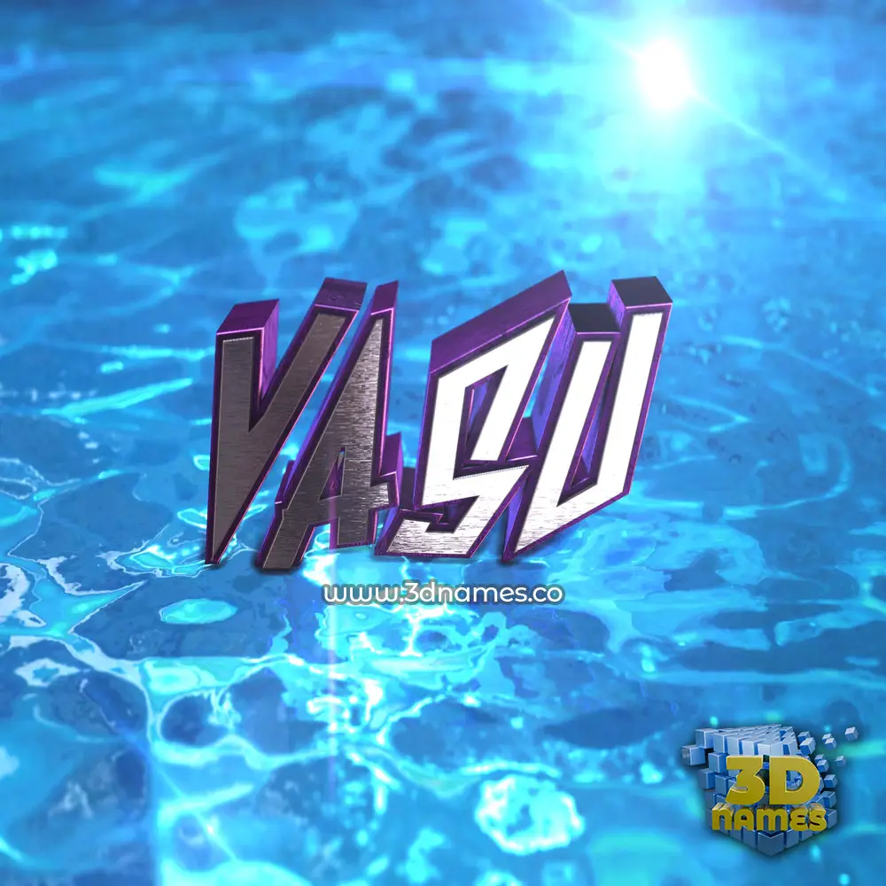 vasu in Water 2015 style - 3D name wallpaper