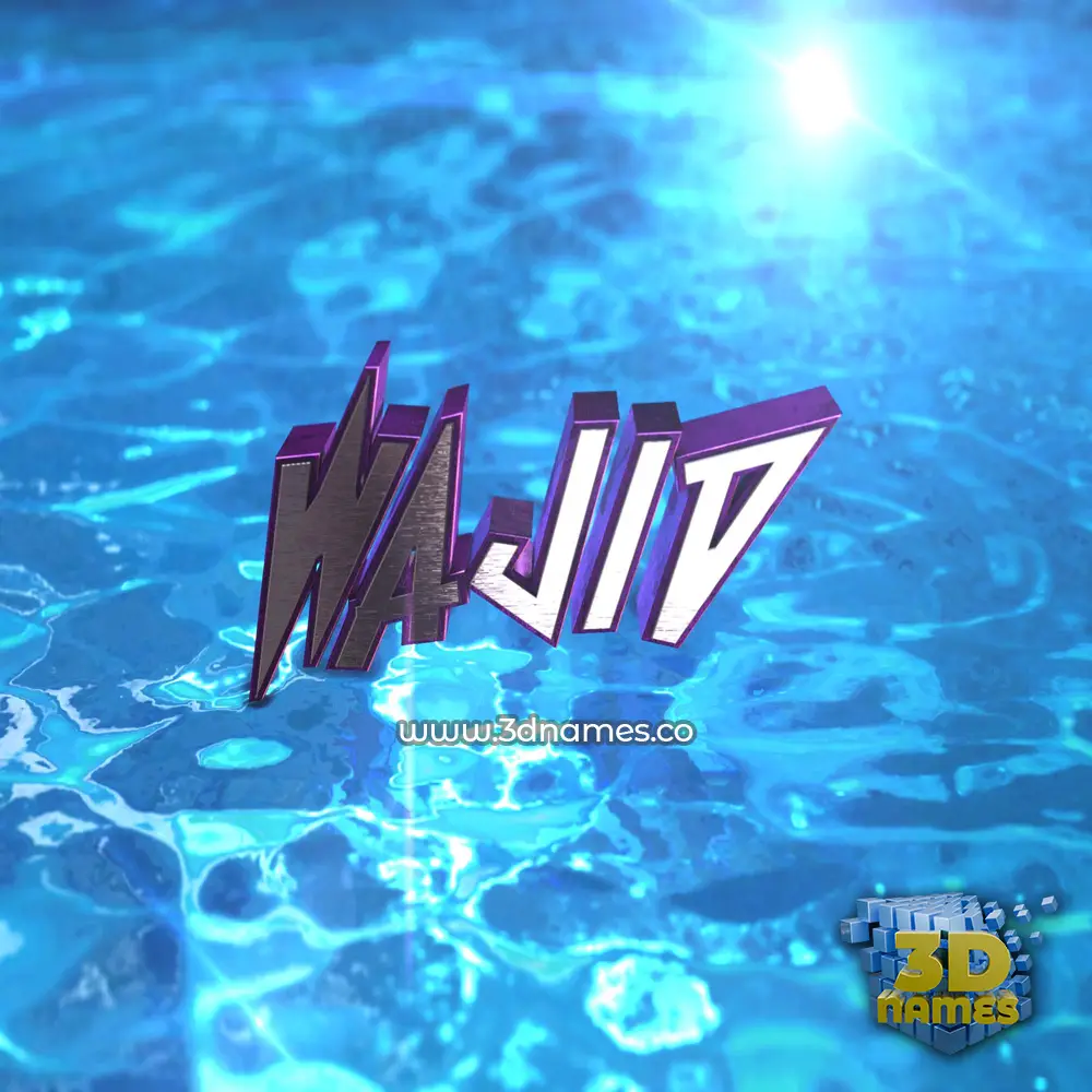 wajid in Water 2015 style - 3D name wallpaper