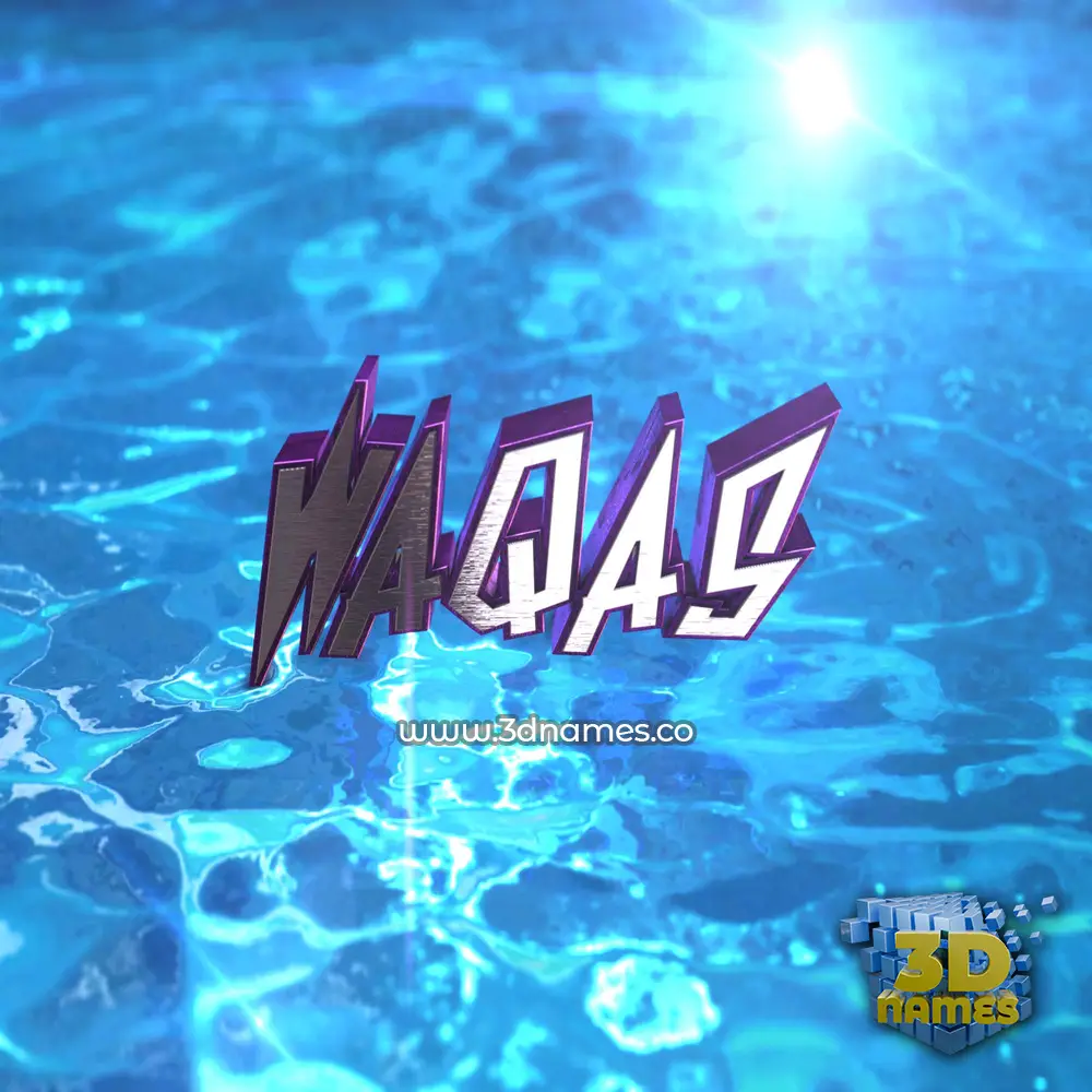 waqas in Water 2015 style - 3D name wallpaper