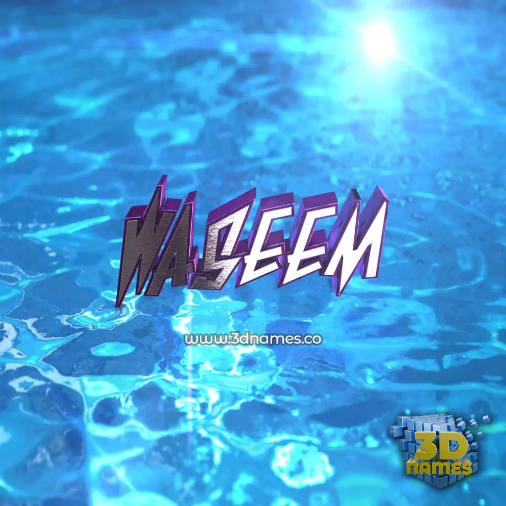 waseem in Water 2015 style - 3D name wallpaper