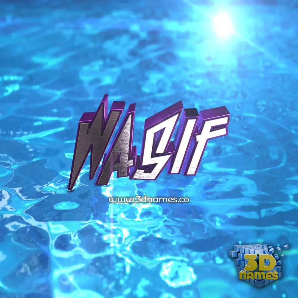 wasif in Water 2015 style - 3D name wallpaper
